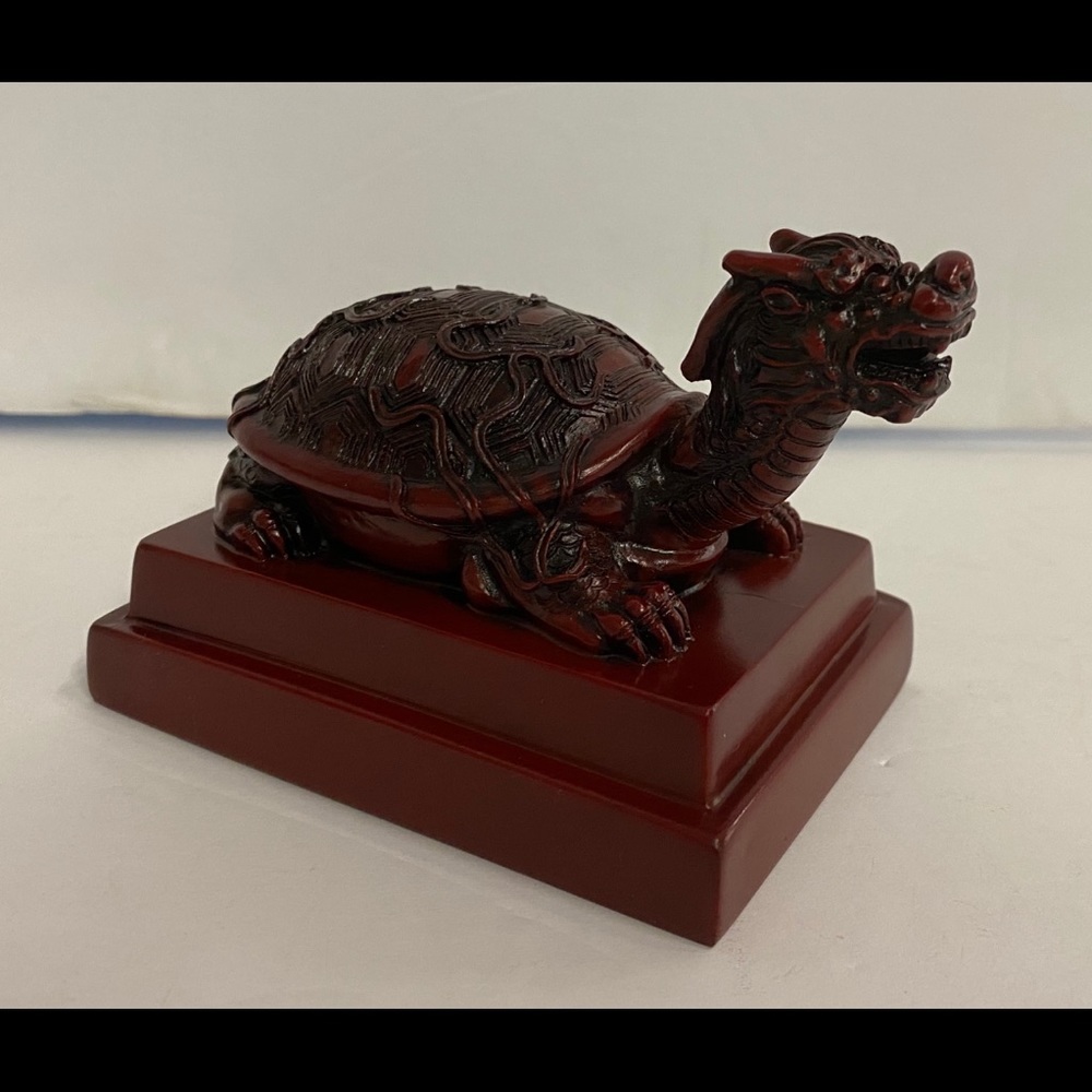 Red Feng Shui Dragon Turtle Tortoise Statue 2.75”H - Picture 2 of 7